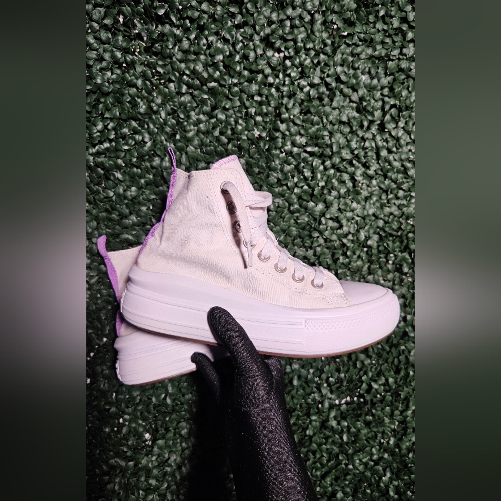 Converse Women's High-Top Sneakers - Cream and Purple - Picture 4 of 10